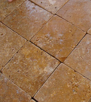Gold travertine unfilled honed tumbled pavers